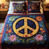 Set di Biancheria da Letto Trapuntata 3 Pezzi Fiori Pacifici