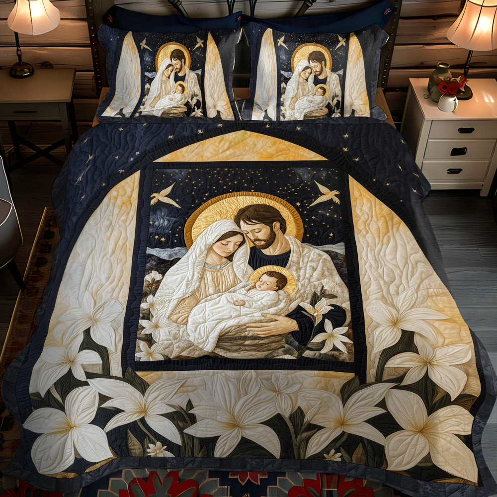 Set di Biancheria da Letto Trapuntata 3 Pezzi Scena Pacifica di Nativity