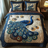 Set di Biancheria da Letto Trapuntata 3 Pezzi Eleganza del Pavone