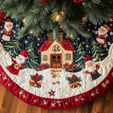Sentiero di Menta Copri Base per Albero di Natale Trapuntato