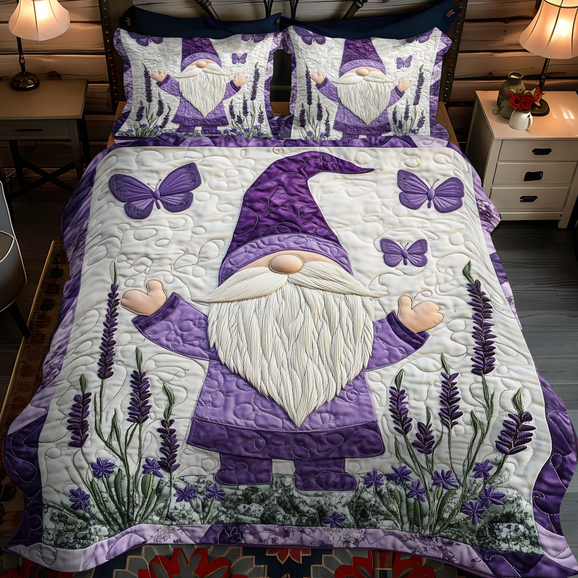 Set di Biancheria da Letto Trapuntata 3 Pezzi Custode del Petalo