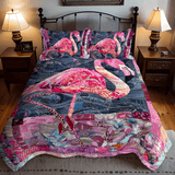 Set di Biancheria da Letto Trapuntata 3 Pezzi Rifugio Rosa del Fenicottero