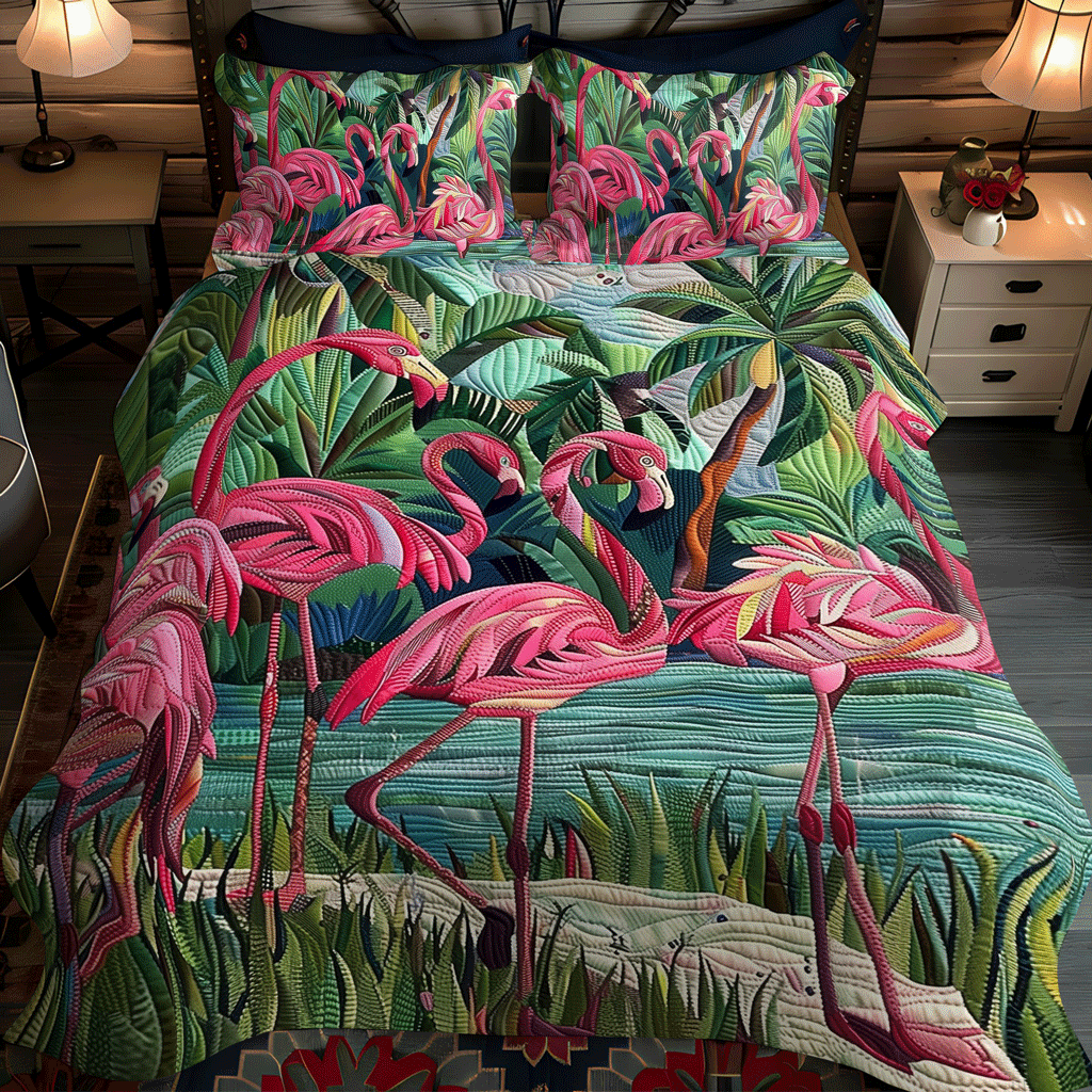 Set di Biancheria da Letto Trapuntata 3 Pezzi Paradiso Rosa