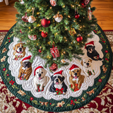 Spirito delle Feste del Pitbull Copri Base per Albero di Natale Trapuntato
