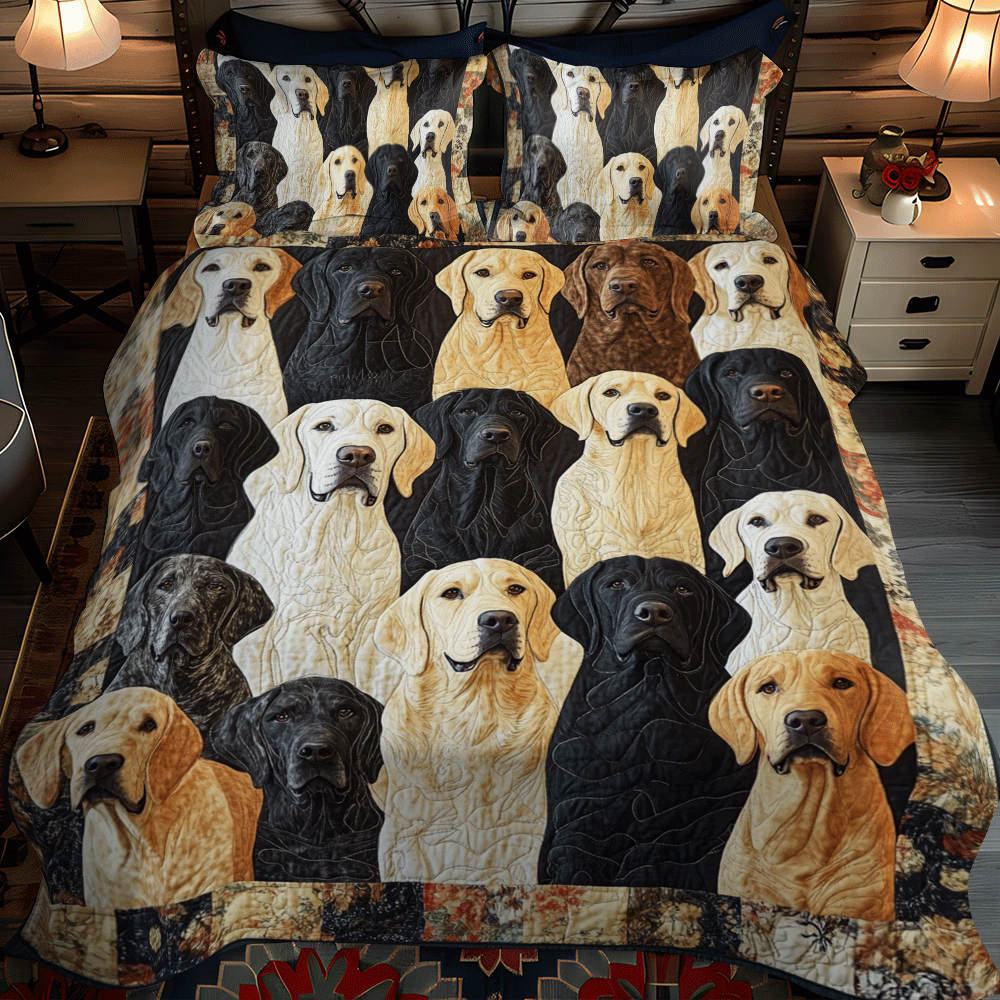 Set di Biancheria da Letto Trapuntata 3 Pezzi Labrador Giocoso