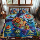 Set di Biancheria da Letto Trapuntata 3 Pezzi Tartarughe Giocose