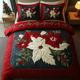Set di Biancheria da Letto Trapuntata 3 Pezzi Stella di Natale Fioritura