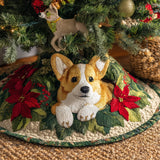 Rifugio del Corgi tra le Stelle di Natale Copri Base per Albero di Natale Trapuntato