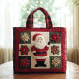 Babbo Natale tra le Stelle di Natale Borsa Tote Trapuntata
