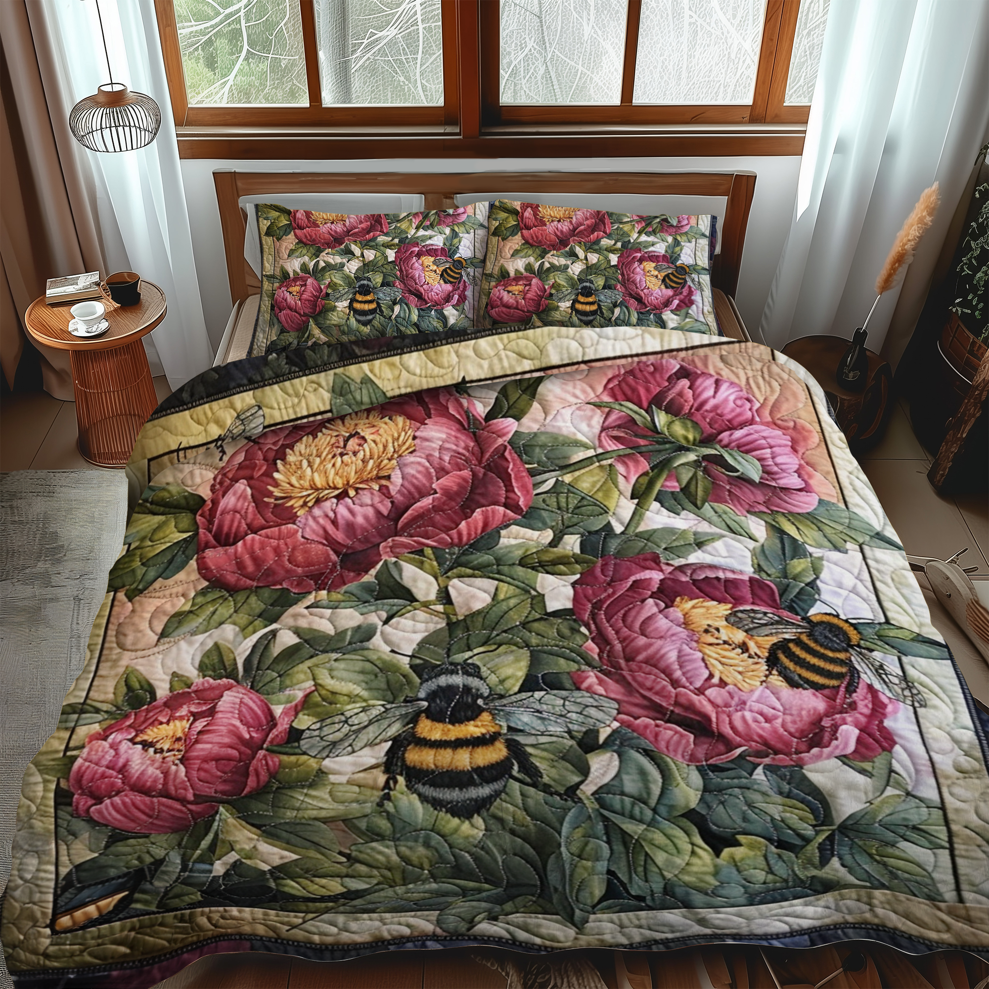 Set di Biancheria da Letto Trapuntata 3 Pezzi Pollinator's Floreale Rifugio