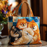 Mucchio Accogliente di Pon Pon Borsa Tote Trapuntata