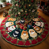 Delizia di Noël del Pomerania Copri Base per Albero di Natale Trapuntato