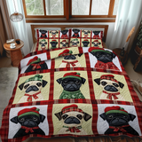 Set di Biancheria da Letto Trapuntata 3 Pezzi Sogni del Carlino della Caramella di Cane