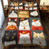 Set di Biancheria da Letto Trapuntata 3 Pezzi Gattino della Zucca