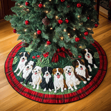 Natale degli Amici Cuccioli Copri Base per Albero di Natale Trapuntato