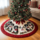 Natale della Parata di Cuccioli Copri Base per Albero di Natale Trapuntato