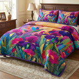 Set di Biancheria da Letto Trapuntata 3 Pezzi Volo Viola dell'Iris