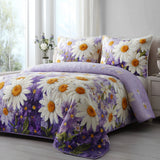 Set di Biancheria da Letto Trapuntata 3 Pezzi Petali Viola