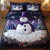 Purple Snowman 3-Piece Quilted Bedding Set NCU0NT10284