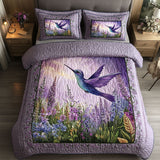 Set di Biancheria da Letto Trapuntata 3 Pezzi Uccello Viola del Tramonto