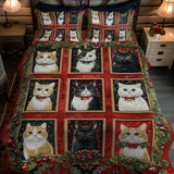 Set di Biancheria da Letto Trapuntata 3 Pezzi Natale Purrfetto