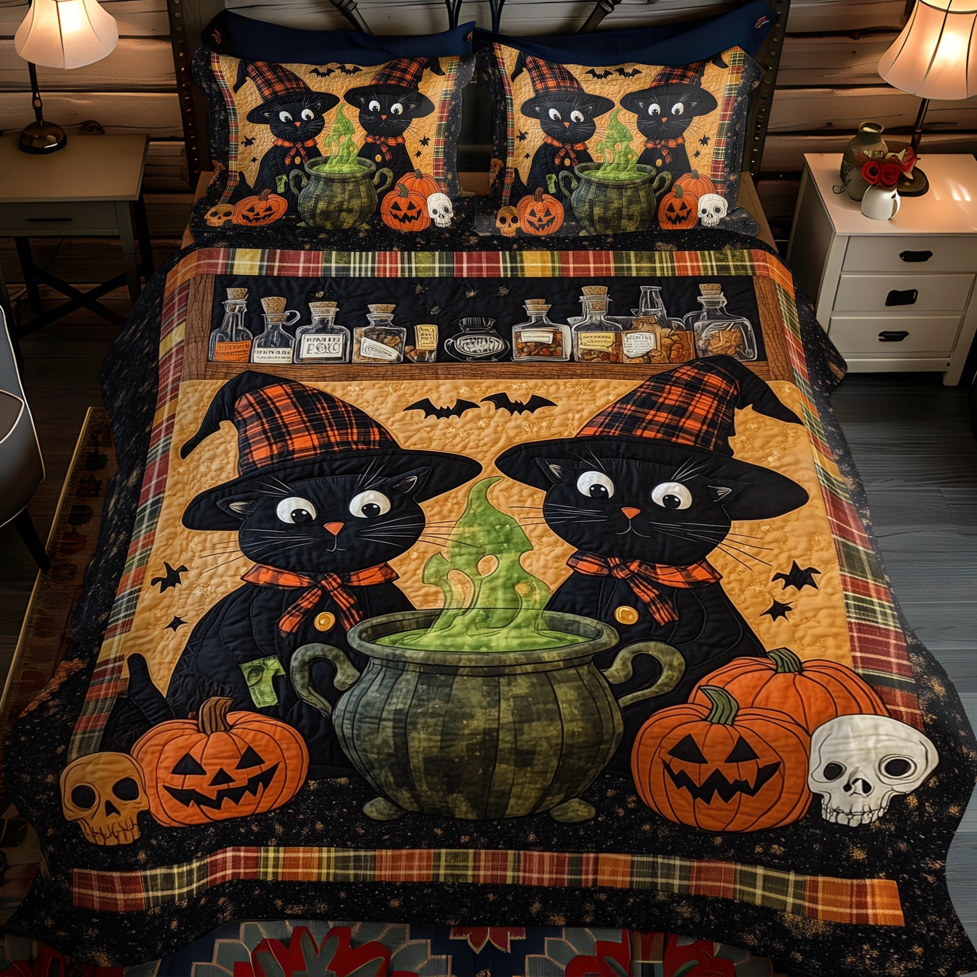 Set di Biancheria da Letto Trapuntata 3 Pezzi Purrfectly Bewitching
