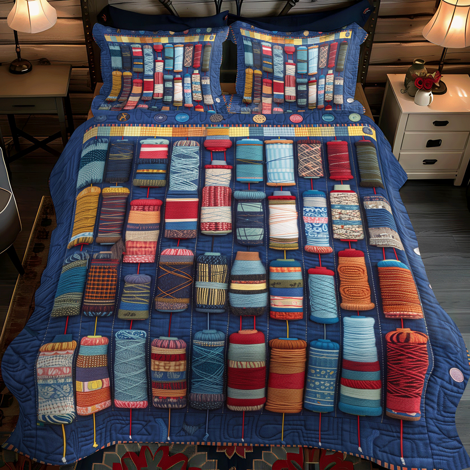 Set di Biancheria da Letto Trapuntata 3 Pezzi Quilter Spools