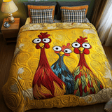 Set di Biancheria da Letto Trapuntata 3 Pezzi Gallina Bizzarra