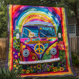 Autobus Hippie Arcobaleno Coperta Trapuntata