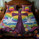 Set di Biancheria da Letto Trapuntata 3 Pezzi Croce dell'Arcobaleno di Dove