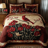 Red Carnations of Buckeye State 3-Piece Quilted Bedding Set NCU0PT6184