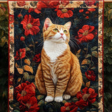 Gatto col Papavero Rosso Coperta Trapuntata