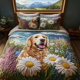 Set di Biancheria da Letto Trapuntata 3 Pezzi Margherita del Retriever