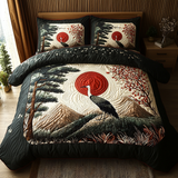 Set di Biancheria da Letto Trapuntata 3 Pezzi Retrò Giapponese Crane