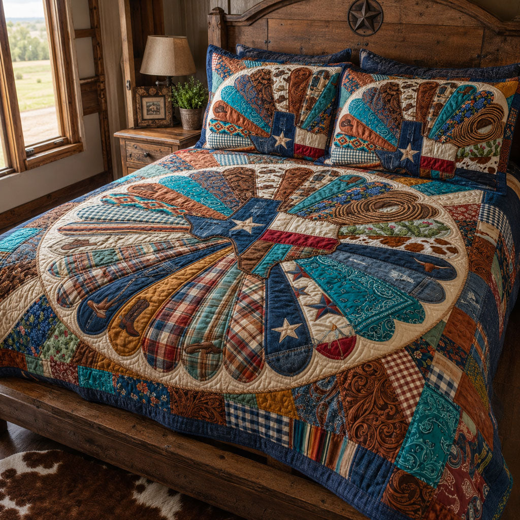 Set di Biancheria da Letto Trapuntata 3 Pezzi Giro Through Texas
