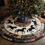 Cavalcata delle Feste Copri Base per Albero di Natale Trapuntato