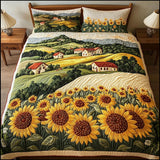 Set di Biancheria da Letto Trapuntata 3 Pezzi Colline Ondulate del Girasole