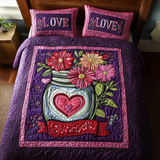 Set di Biancheria da Letto Trapuntata 3 Pezzi Romanticismo in Fioritura