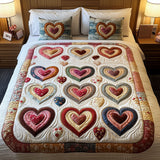 Set di Biancheria da Letto Trapuntata 3 Pezzi Petali Romantici