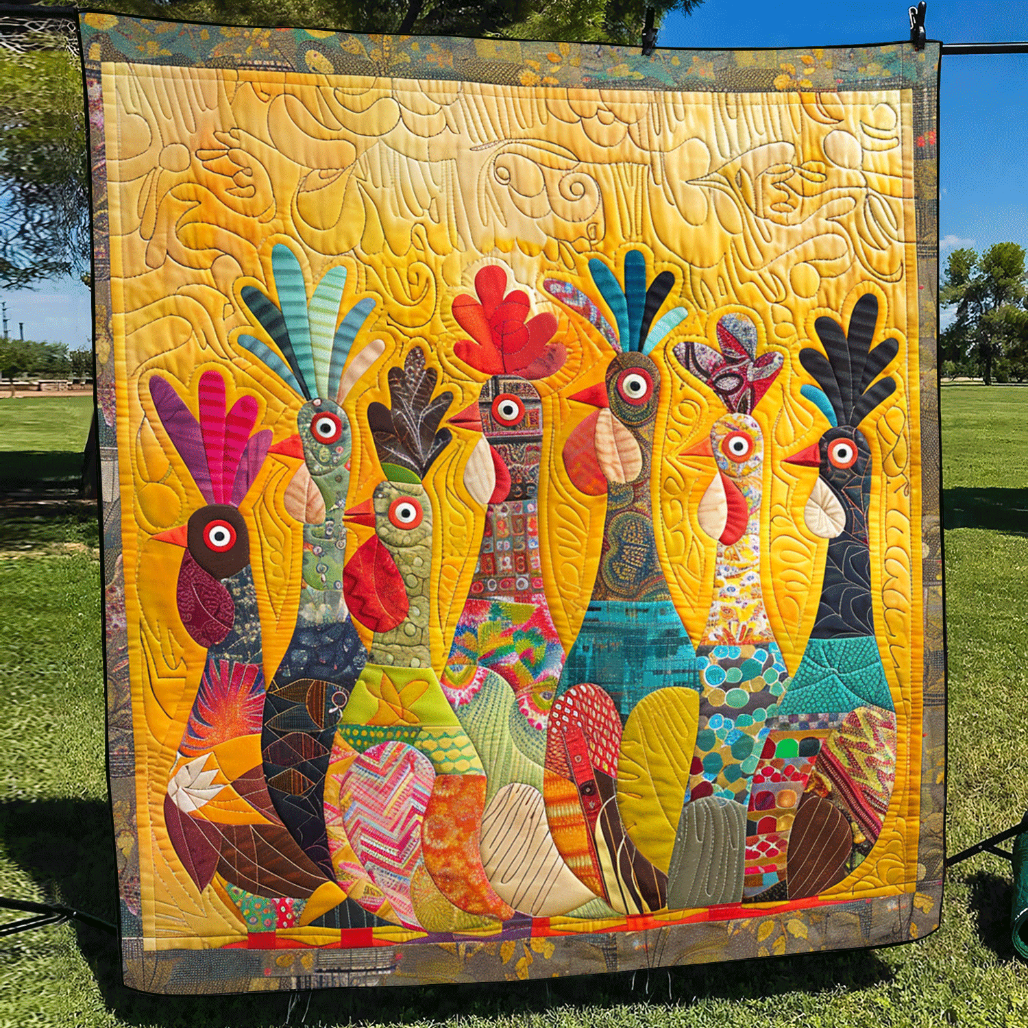 Club dei Galli Quilt Artistico da Parete