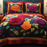 Set di Biancheria da Letto Trapuntata 3 Pezzi Rosa Fioritura