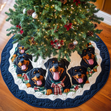 Fascino Natalizio del Rottweiler Copri Base per Albero di Natale Trapuntato