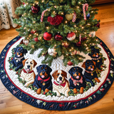 Spirito delle Feste del Rottweiler Copri Base per Albero di Natale Trapuntato