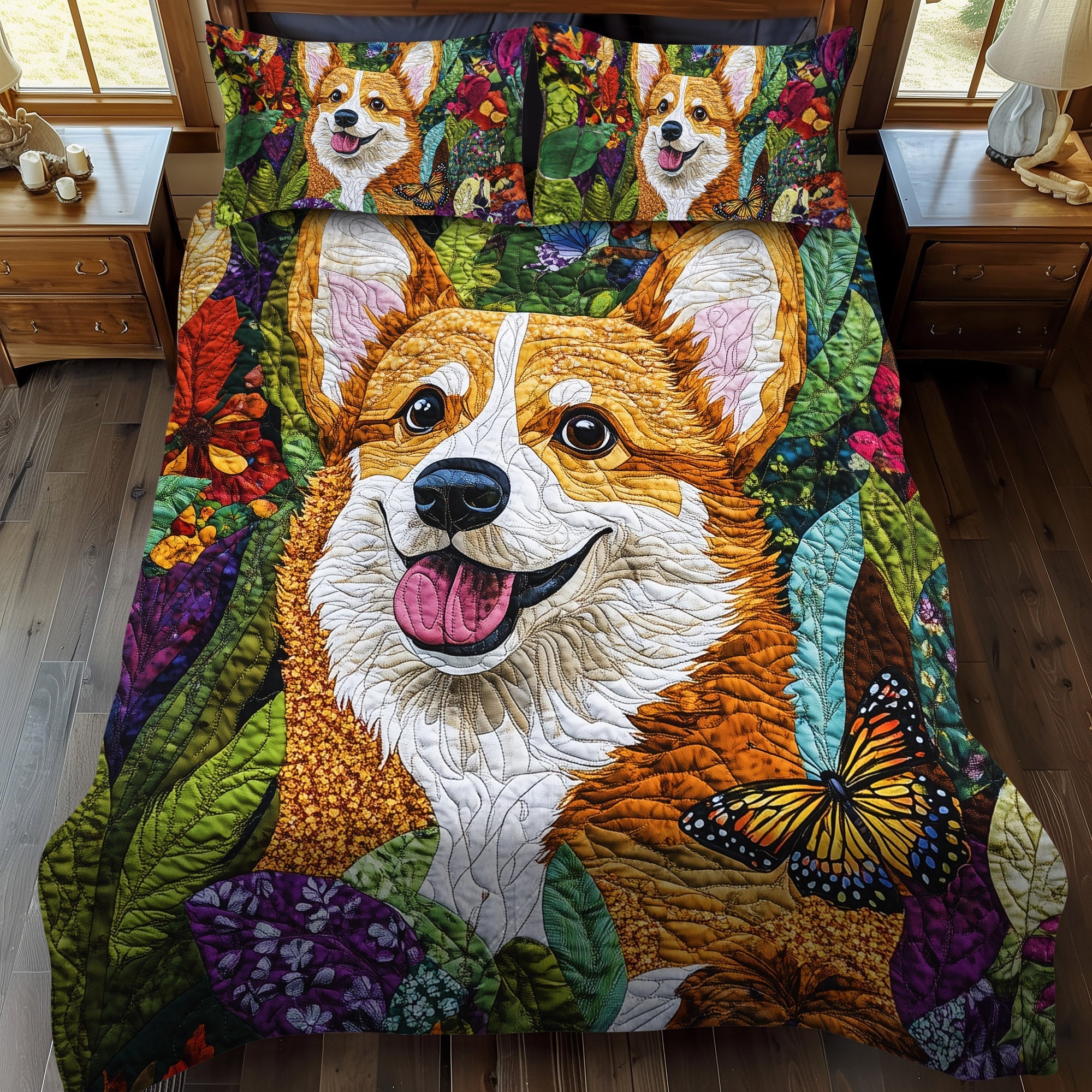 Set di Biancheria da Letto Trapuntata 3 Pezzi Fascino Reale del Corgi