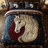 Set di Biancheria da Letto Trapuntata 3 Pezzi Cavallo Reale