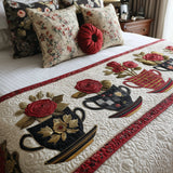 Regale Cascata di Rose Runner da Letto Trapuntato