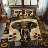 Set di Biancheria da Letto Trapuntata 3 Pezzi Elefante Rustico del Girasole