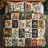 Set di Biancheria da Letto Trapuntata 3 Pezzi Rustico Fioriture