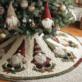 Gnomi Rustici delle Feste Copri Base per Albero di Natale Trapuntato