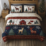 Set di Biancheria da Letto Trapuntata 3 Pezzi Natale Rustico